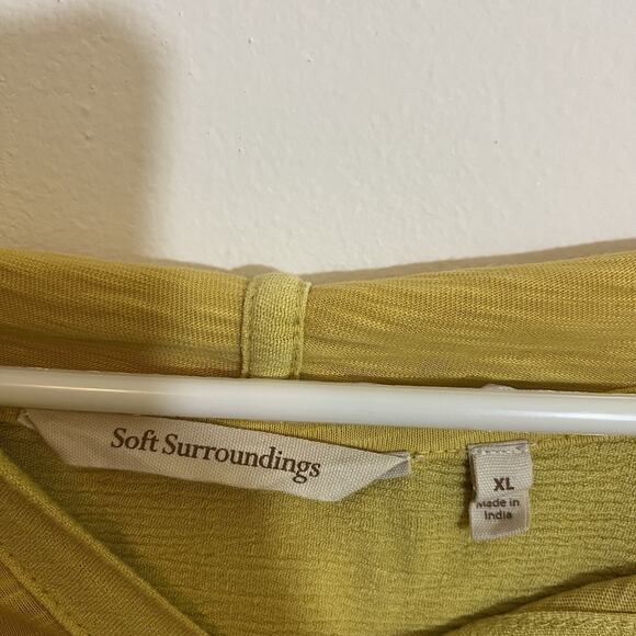 Soft‎ Surroundings XL Organic Cotton Yellow Top Lagenlook Hood Buttons - Picture 2 of 11